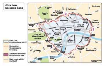 Map of Ultra Low Emission Zone for London