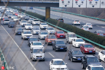 Image: Cars move slowly on a highway during the Spring Festival holiday in Xi'an city, Northwest China's Shaanxi province, Feb 6, 2019. [Photo/IC]