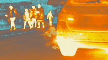 Image: A hot exhaust stands out in this thermal camera image