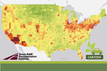 Image of heat map showing asthma due to traffic-related air pollution