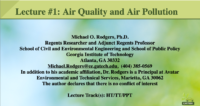 Air Quality and Air Pollution (1. Basics of Air Pollution, Air Quality, and Vehicle Emission Standards and Environmental Regulation)