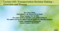 Transportation decision making — overview and process