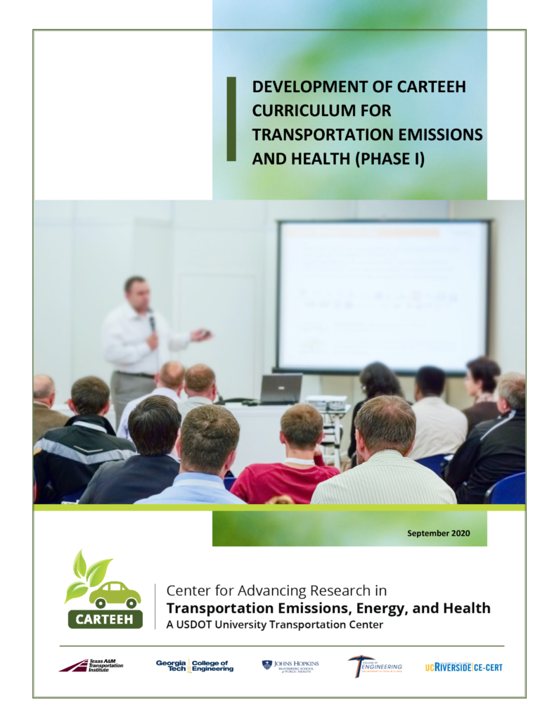 Development of CARTEEH Curriculum for Transportation Emissions and Health (Phase I)